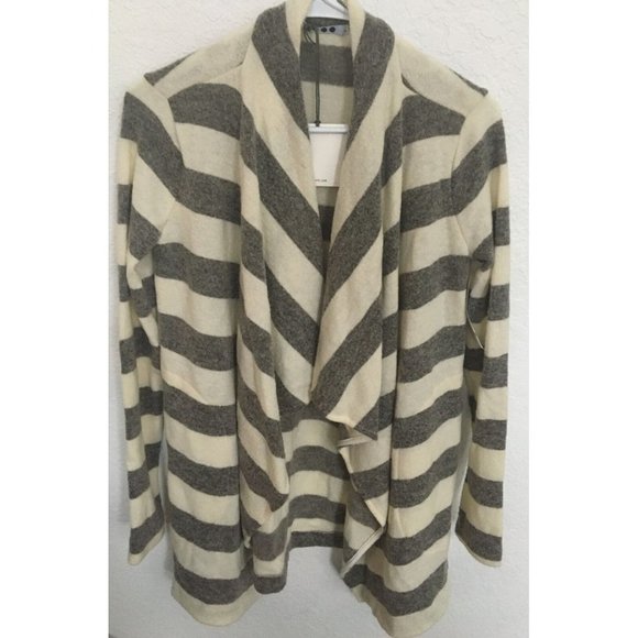 COPY - Three Dots Striped Cardigan Gray XS - Picture 2 of 3